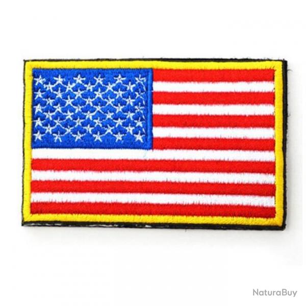 Patch drapeau national tissu - US (bord jaune)