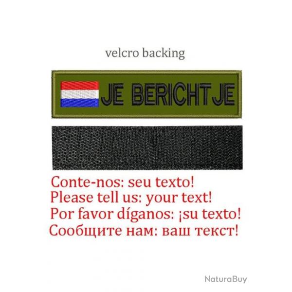 Patch drapeau nom personnalis uniforme - Pays bas-Velcro