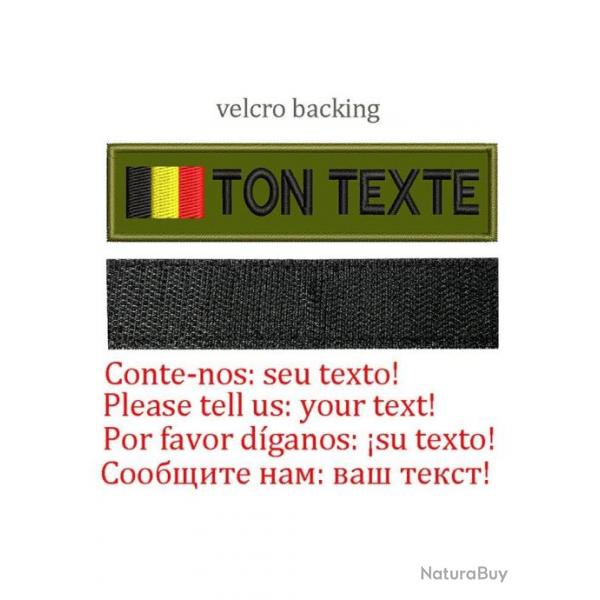 Patch drapeau nom personnalis uniforme - Belgique-Velcro