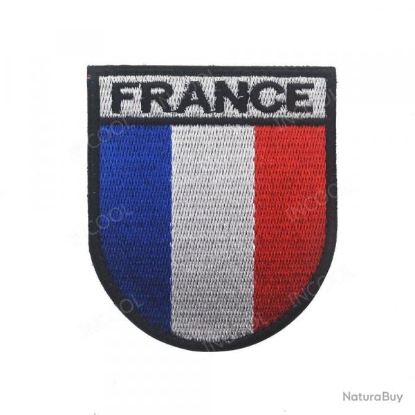 Patch cusson drapeau Franais 6,5 x 7,5 cm