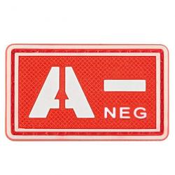 Patch groupe sanguin 3D PVC lumineux - A- négatif (rouge)