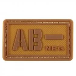 Patch groupe sanguin 3D PVC lumineux - AB- négatif (marron)
