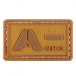 Patch groupe sanguin 3D PVC lumineux - A- négatif (marron)