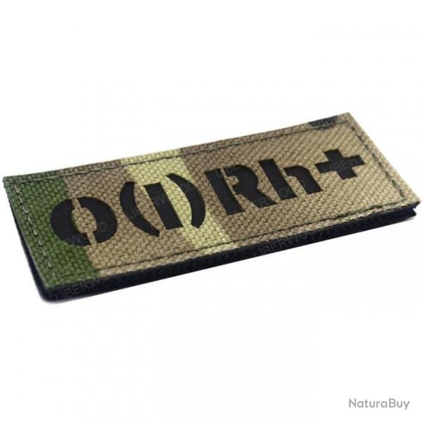 Patch groupe sanguin B AB A O (I) Rh - O POS 3x7.5cm (Multicam)