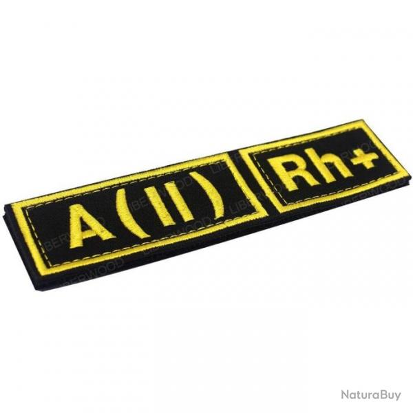 Patch groupe sanguin B AB A O (I) Rh - A  POS 3x12cm (Jaune)