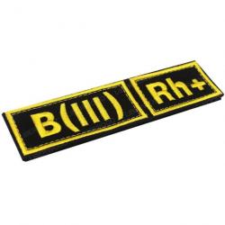 Patch groupe sanguin B AB A O (I) Rh - B  POS 3x12cm (Jaune)