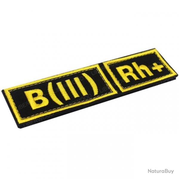 Patch groupe sanguin B AB A O (I) Rh - B  POS 3x12cm (Jaune)