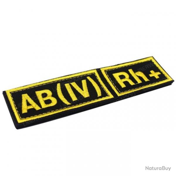 Patch groupe sanguin B AB A O (I) Rh - AB  POS 3x12cm (Jaune)