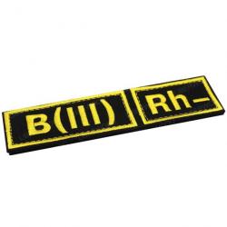 Patch groupe sanguin B AB A O (I) Rh - B- 3x12cm (Jaune)