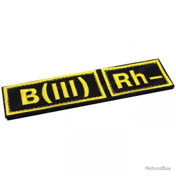 Patch groupe sanguin B AB A O (I) Rh - B- 3x12cm (Jaune)