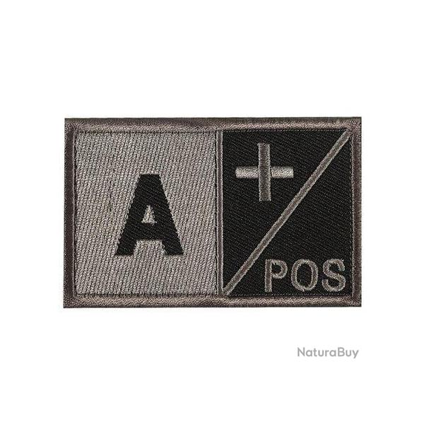 Patch groupe sanguin noir crochet et boucle - A+ positif