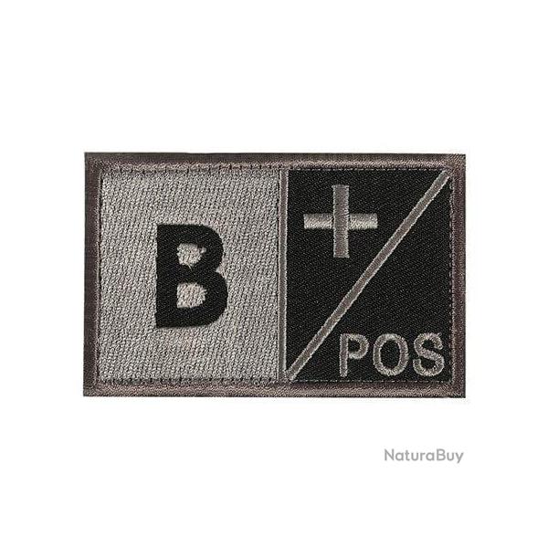 Patch groupe sanguin noir crochet et boucle - B+ positif