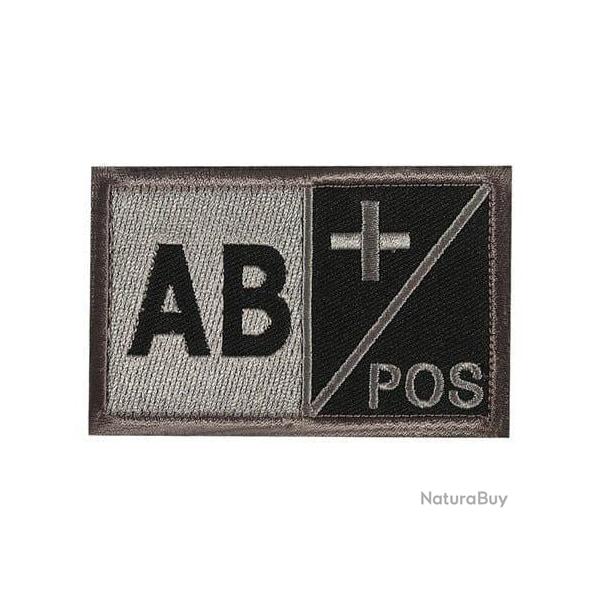 Patch groupe sanguin noir crochet et boucle - AB+ positif