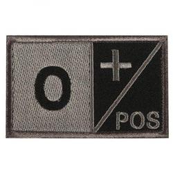 Patch groupe sanguin noir crochet et boucle - O+ positif