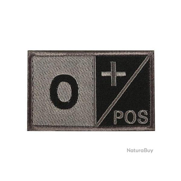 Patch groupe sanguin noir crochet et boucle - O+ positif