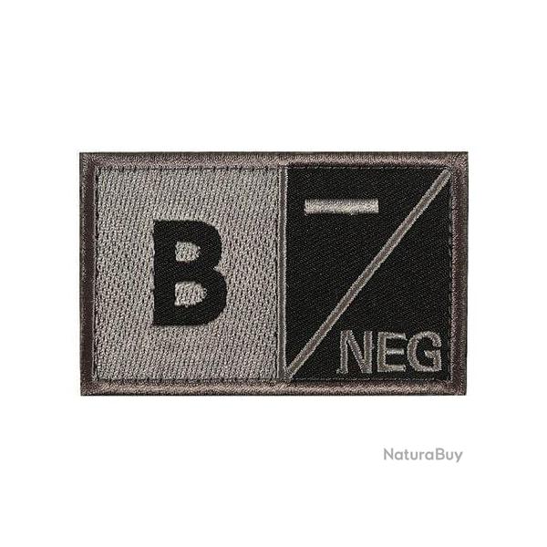 Patch groupe sanguin noir crochet et boucle - B- ngatif