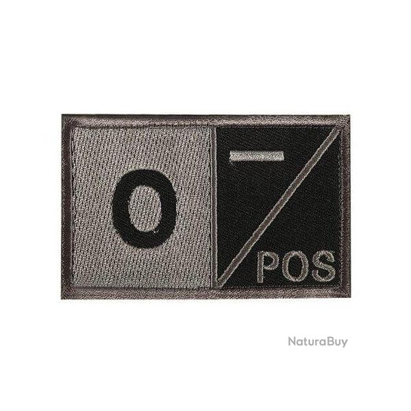 Patch groupe sanguin noir crochet et boucle - O- positif