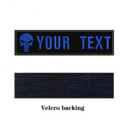 Patch logo crâne personnalisé Velcro 10x2,5 cm - Bleu