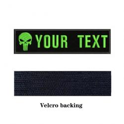 Patch logo crâne personnalisé Velcro 10x2,5 cm - Vert clair