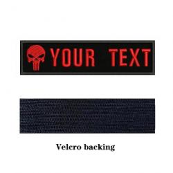 Patch logo crâne personnalisé Velcro 10x2,5 cm - Rouge