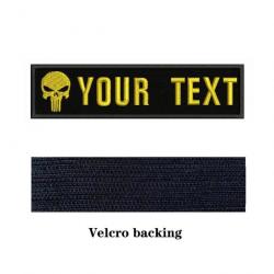 Patch logo crâne personnalisé Velcro 10x2,5 cm - Jaune