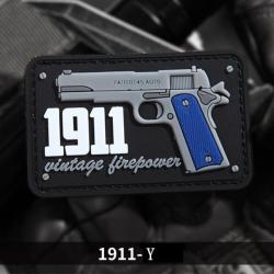 Patch pistolet 1911 Velcro PVC - Bleu