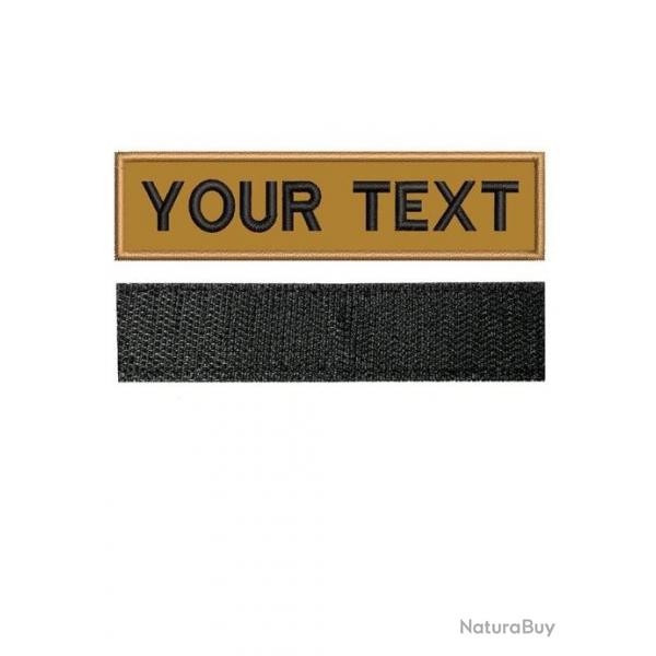 Patch texte personnalisable militaire - Marron - Velcro