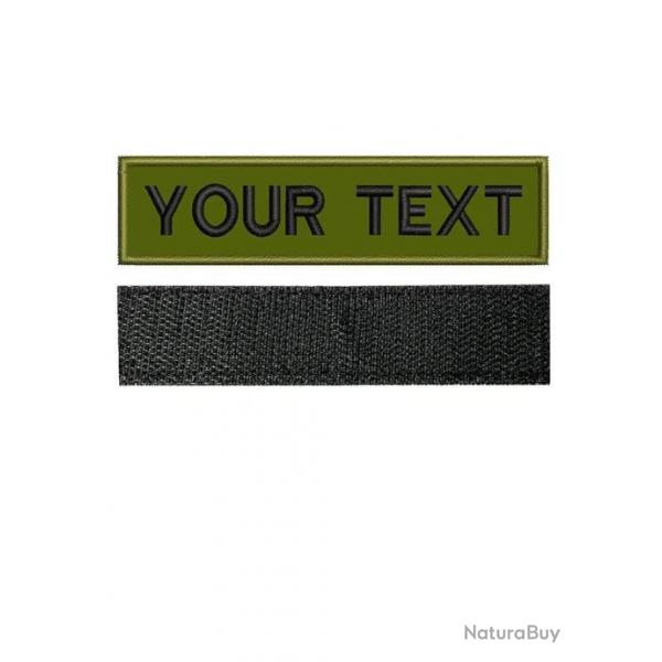 Patch texte personnalisable militaire - Vert arme - Velcro