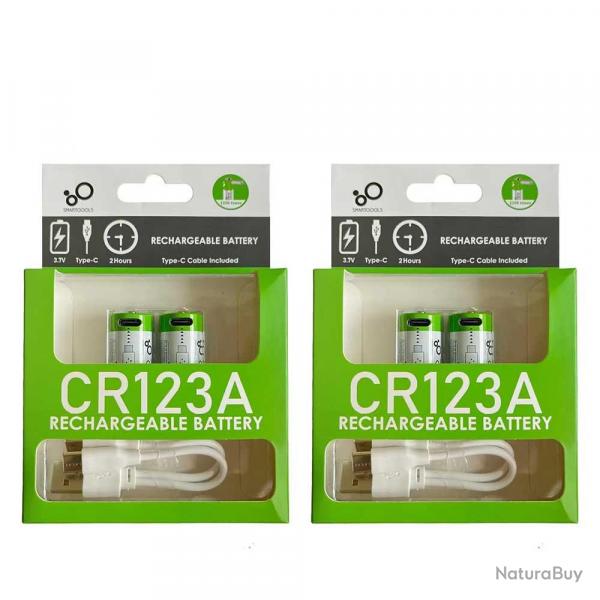 Pile CR123A 3.7V Li-ion 16340 LED - 4 pcs