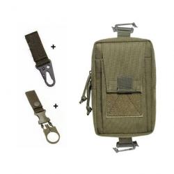 Pochette Molle EDC FKS multifonction - Vert armée (2 crochets)