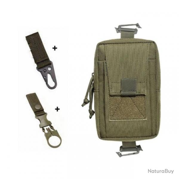 Pochette Molle EDC FKS multifonction - Vert arme (2 crochets)