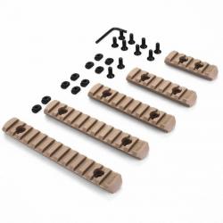 Rails Picatinny 5, 7, 9, 11, 13 fentes 5 pcs - Marron M-lok