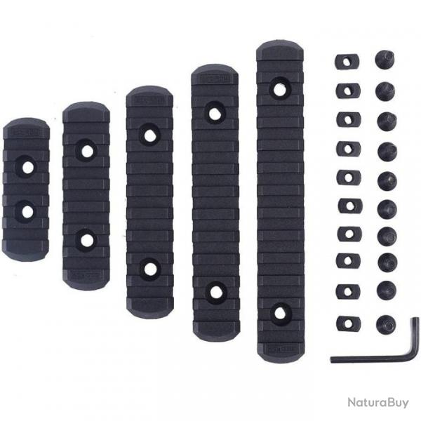 Rails Picatinny 5, 7, 9, 11, 13 fentes 5 pcs - Noir M-lok