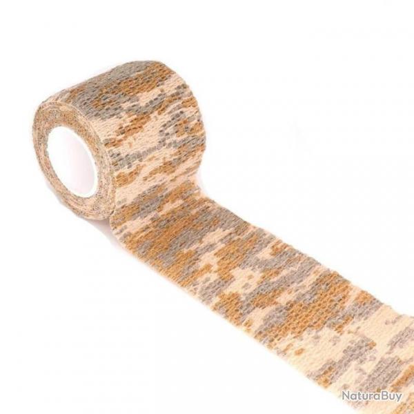 Ruban adhsif camouflage lastique - Camouflage marron / 2.5cm X 4.5m