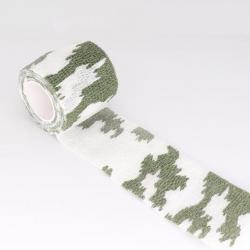 Ruban adhésif camouflage élastique - Camouflage vert - blanc / 2.5cm X 4.5m