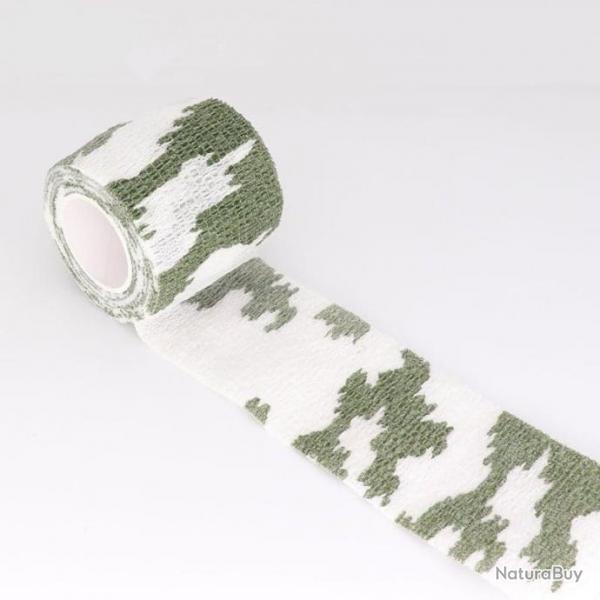 Ruban adhsif camouflage lastique - Camouflage vert - blanc / 2.5cm X 4.5m