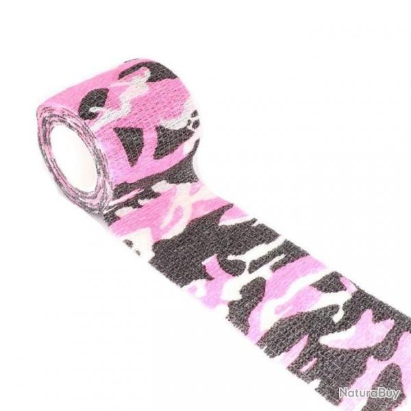 Ruban adhsif camouflage lastique - Rose camouflage / 2.5cm X 4.5m