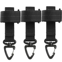 Sangle porte-clé ceinture EDC Molle 3pcs - Noir