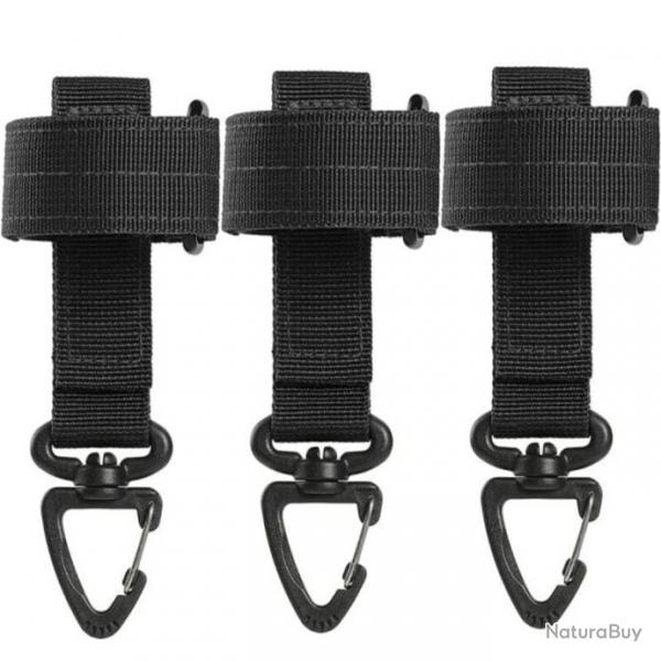 Sangle porte-cl ceinture EDC Molle 3pcs - Noir