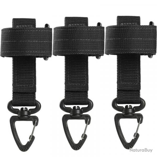 Sangle porte-cl ceinture EDC Molle 3pcs - Noir