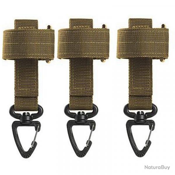Sangle porte-cl ceinture EDC Molle 3pcs - Marron