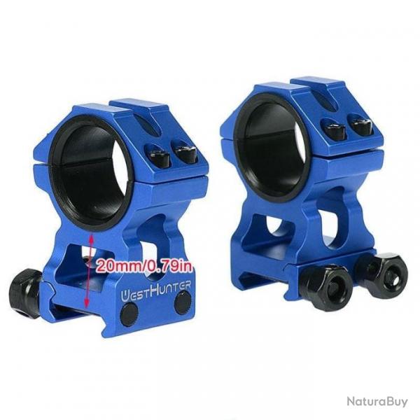 Support universel double 25.4mm/30mm CNC - Bleu - Picatinny haut