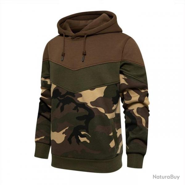 Sweat-shirt capuche molleton Mentors - Camo Kaki / XS