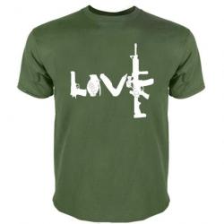 T-shirt Airsoft Love AK47 noir - Vert armée / XS