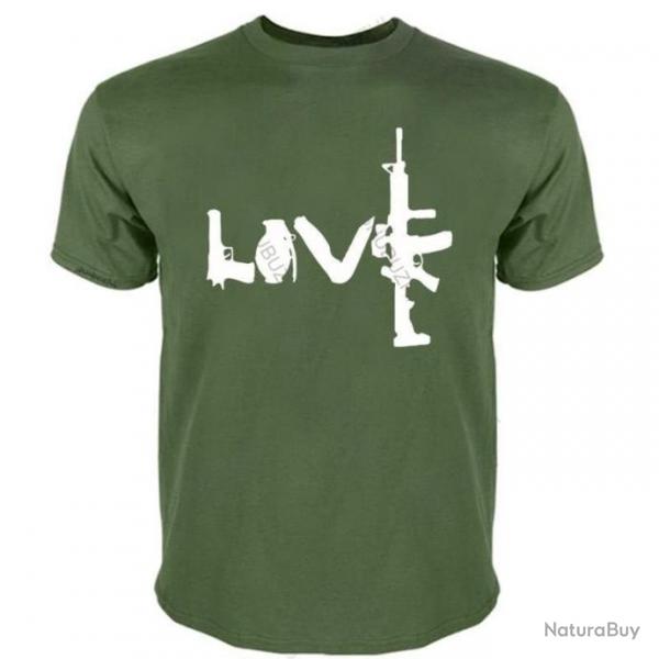 T-shirt Airsoft Love AK47 noir - Vert arme / XS