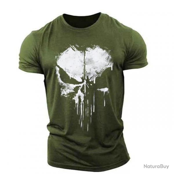 T shirt Ghost Punisher manches courtes Kaki