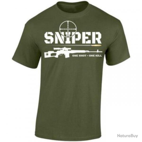 T shirt Sniper One shot one kill Army Green