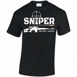 T shirt Sniper One shot one kill Black