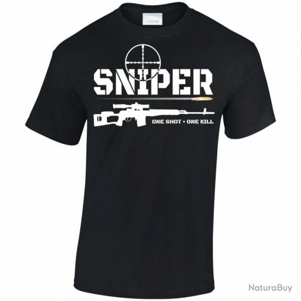 T shirt Sniper One shot one kill Black