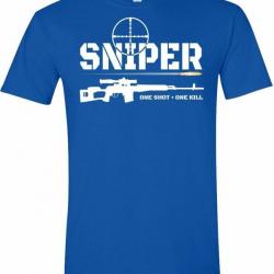 T shirt Sniper One shot one kill Blue